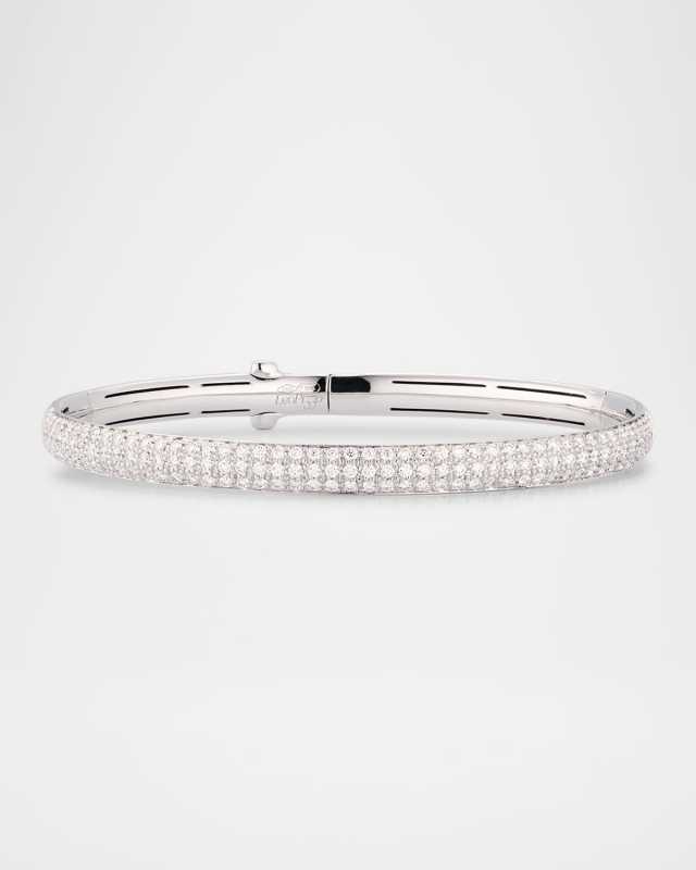 18K White Gold Thin Pavé Diamond Bangle